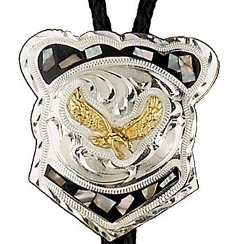 WEX Bolo Tie - Abalone Eagle German Silver Adult