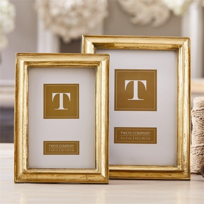 Two's Company Gold Leaf Photo Frames