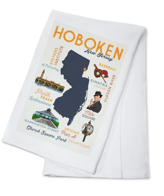 Lantern Press Hoboken Typography & Icons - Towel