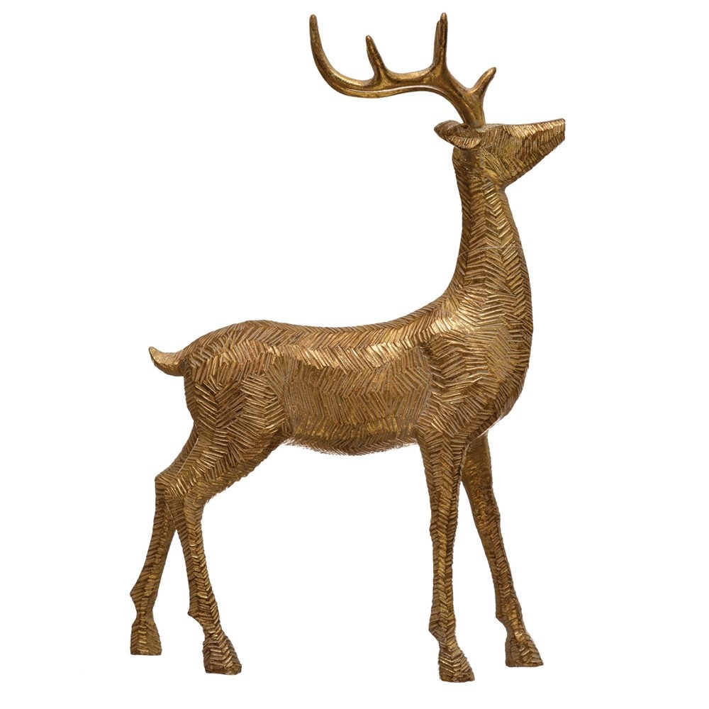 Creative Co-op 12.5"H Resin Standing Deer - Gold Finish