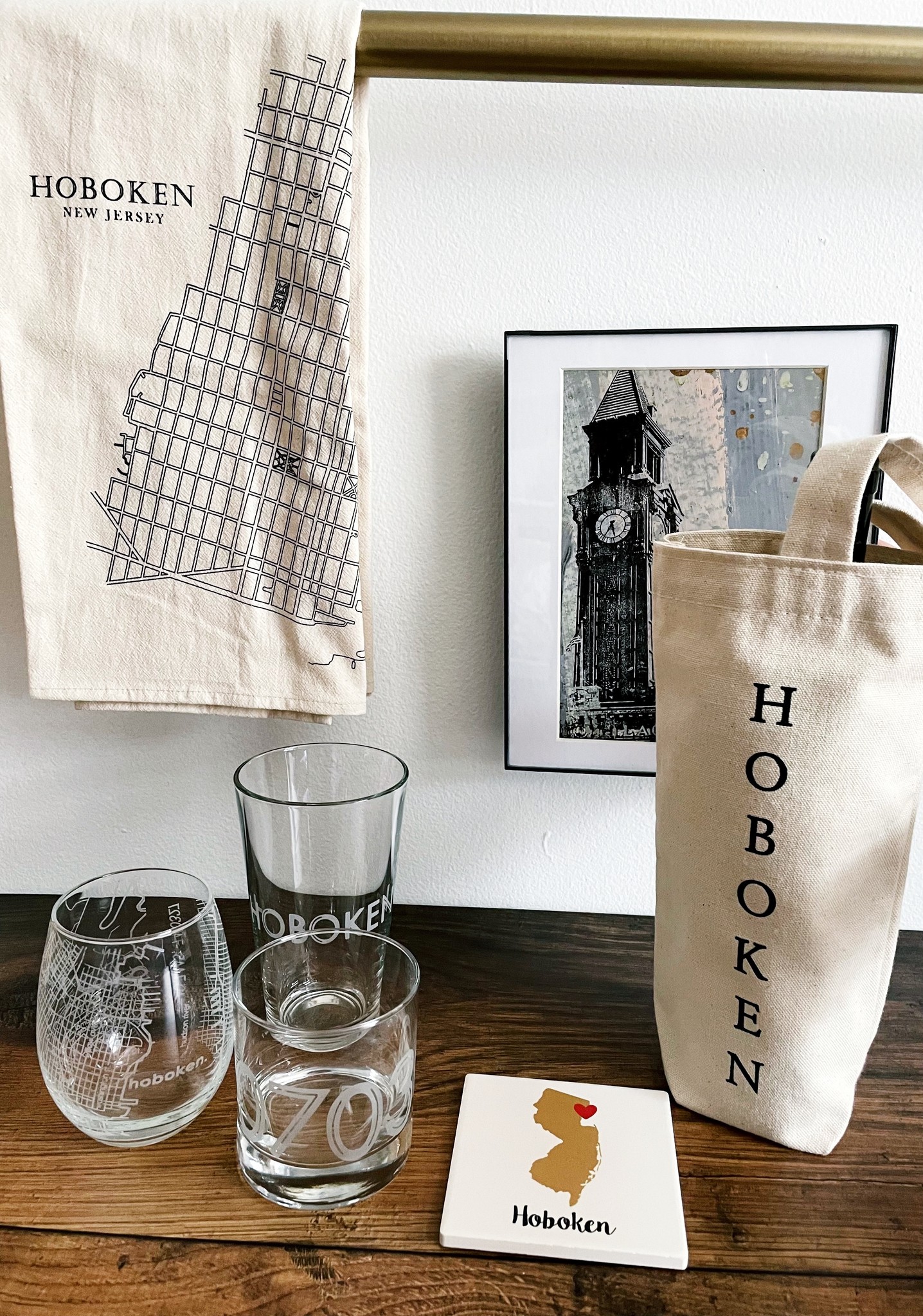 Well Told Hoboken NJ Map Stemless Wine Glass