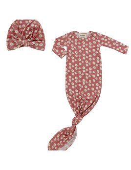 Emerson & Friends Rose Daisy Bamboo Gown & Hat Newborn Baby Gift Set