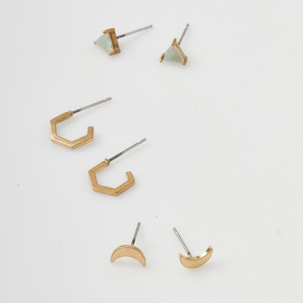 Scout Curated Wears Ella Stud Trio - Gold