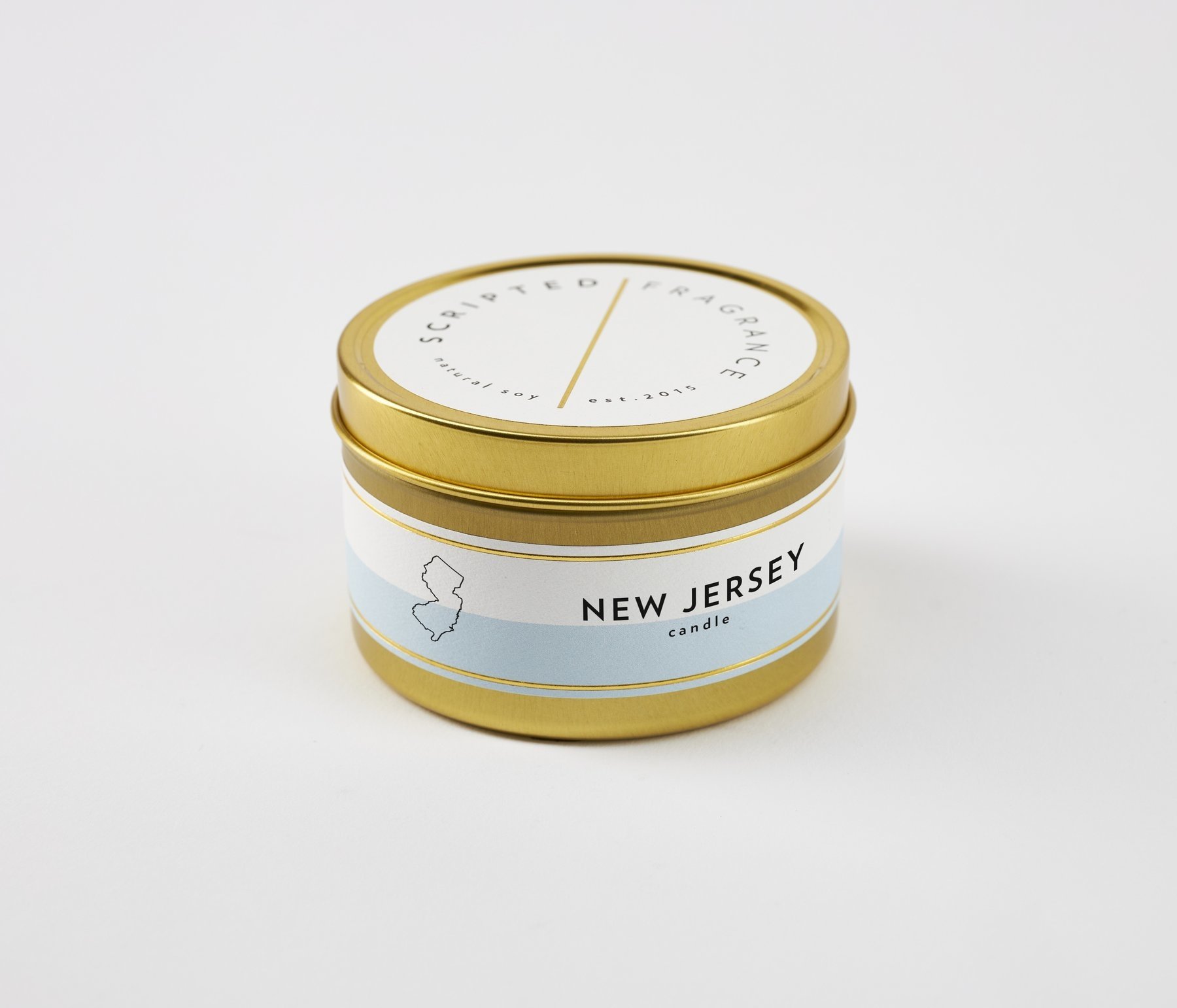 Scripted Fragrance New Jersey Soy Candle - Large Gold Tin
