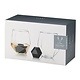 True Seneca Crystal Faceted Tumbler & Hexagonal Basalt Stone Set (S/4)