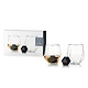 True Seneca Crystal Faceted Tumbler & Hexagonal Basalt Stone Set (S/4)