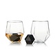 True Seneca Crystal Faceted Tumbler & Hexagonal Basalt Stone Set (S/4)