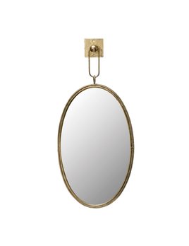 Creative Co-op 26.75" H Oval Metal Framed Wall Mirror w/ Bracket - Antique Gold Finish
