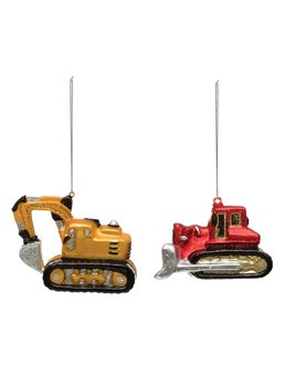 Creative Co-op Glass Construction Vehicle Ornament