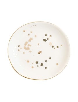 Sweet Water Decor White Gold Speckled Jewelry Dish