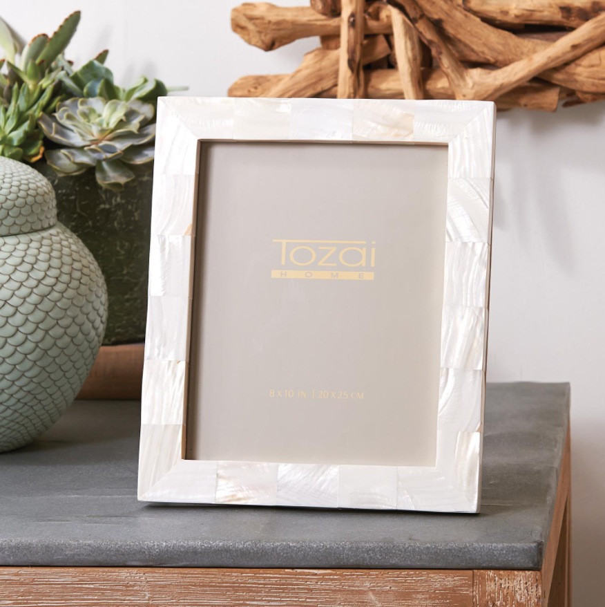 Two's Company Pearly White 8x10 Mother of Pearl Frame