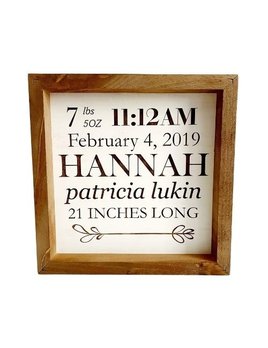 P Graham Dunn Personalized Baby Stat Framed Square Sign