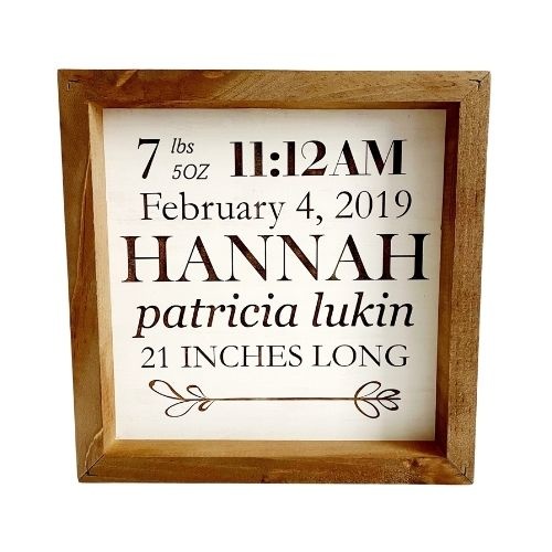 P Graham Dunn Personalized Baby Stat Framed Square Sign
