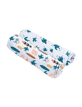 Bebe Au Lait Surf & Sea Turtles Oh-So-Soft Muslin Swaddle Blanket Set