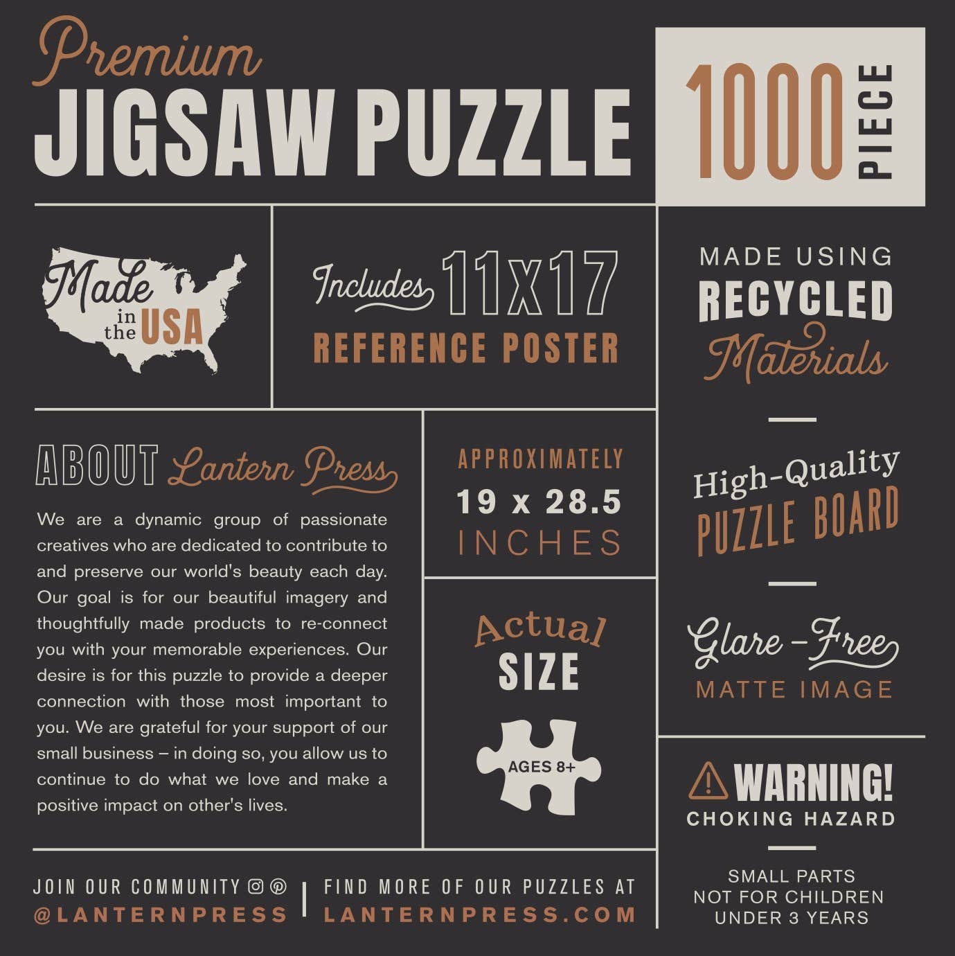 Lantern Press 1000 Piece Hoboken Typography Puzzle