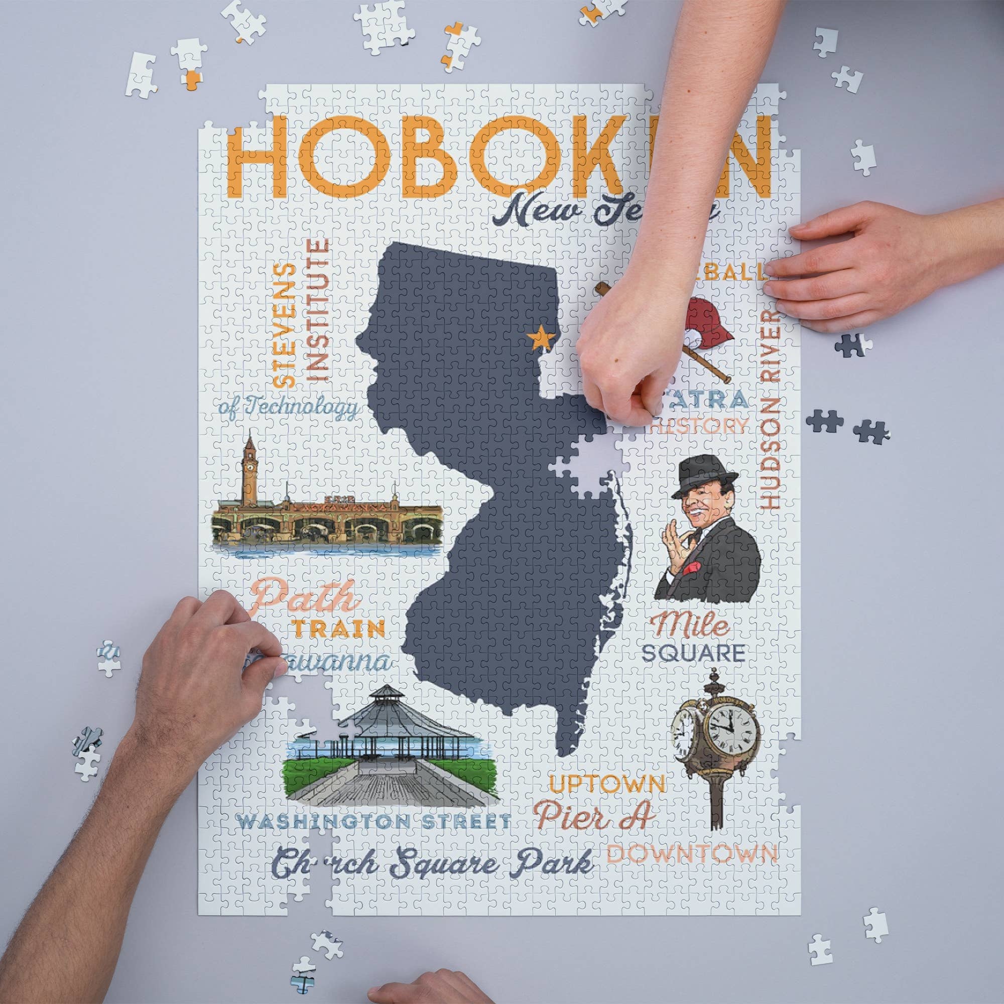 Lantern Press 1000 Piece Hoboken Typography Puzzle