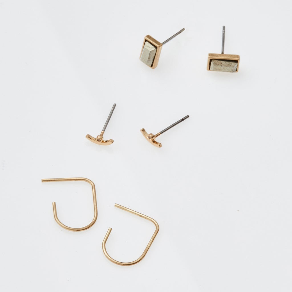 Scout Curated Wears Courtney Stud Trio - Gold