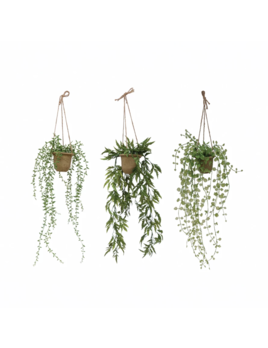 Creative Co-op Hanging Faux Ivy/ Succulent in Paper Mache Pot w/ Jute Hanger