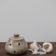 Creative Co-op Stoneware Garlic Keeper Reactive Glaze Brown