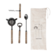 Creative Co-op Stainless Steel Bar Tools W/ Rattan Wrapped Handles Black & Natural