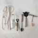 Creative Co-op Stainless Steel Bar Tools W/ Rattan Wrapped Handles Black & Natural
