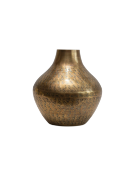Creative Co-op Hammered Metal Vase Antique Brass Finish
