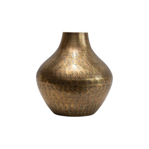 Creative Co-op Hammered Metal Vase Antique Brass Finish