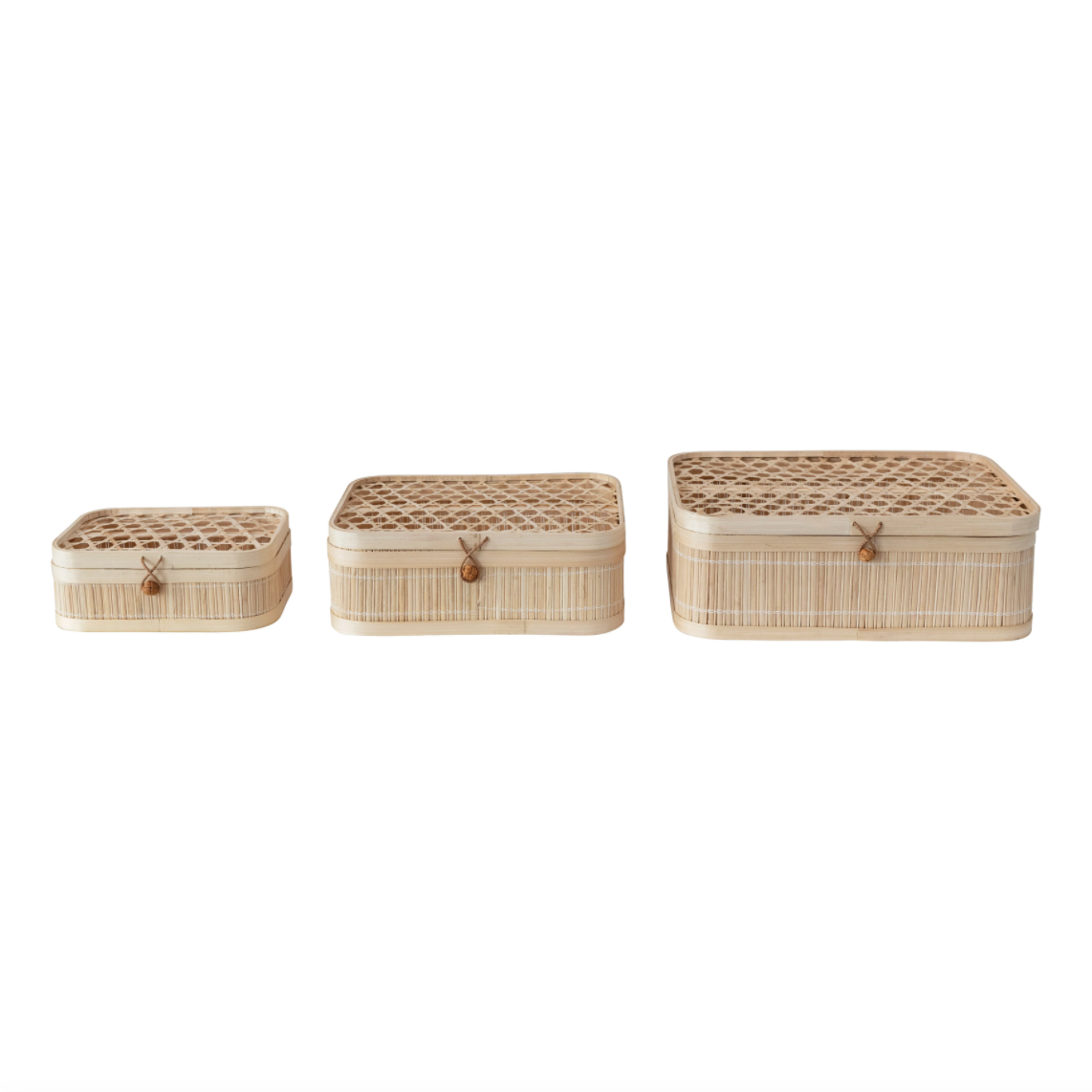 Bloomingville Hand Woven Bamboo Boxes, Natural, Set of 3