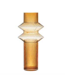 Bloomingville Glass Fluted Vase Amber Color