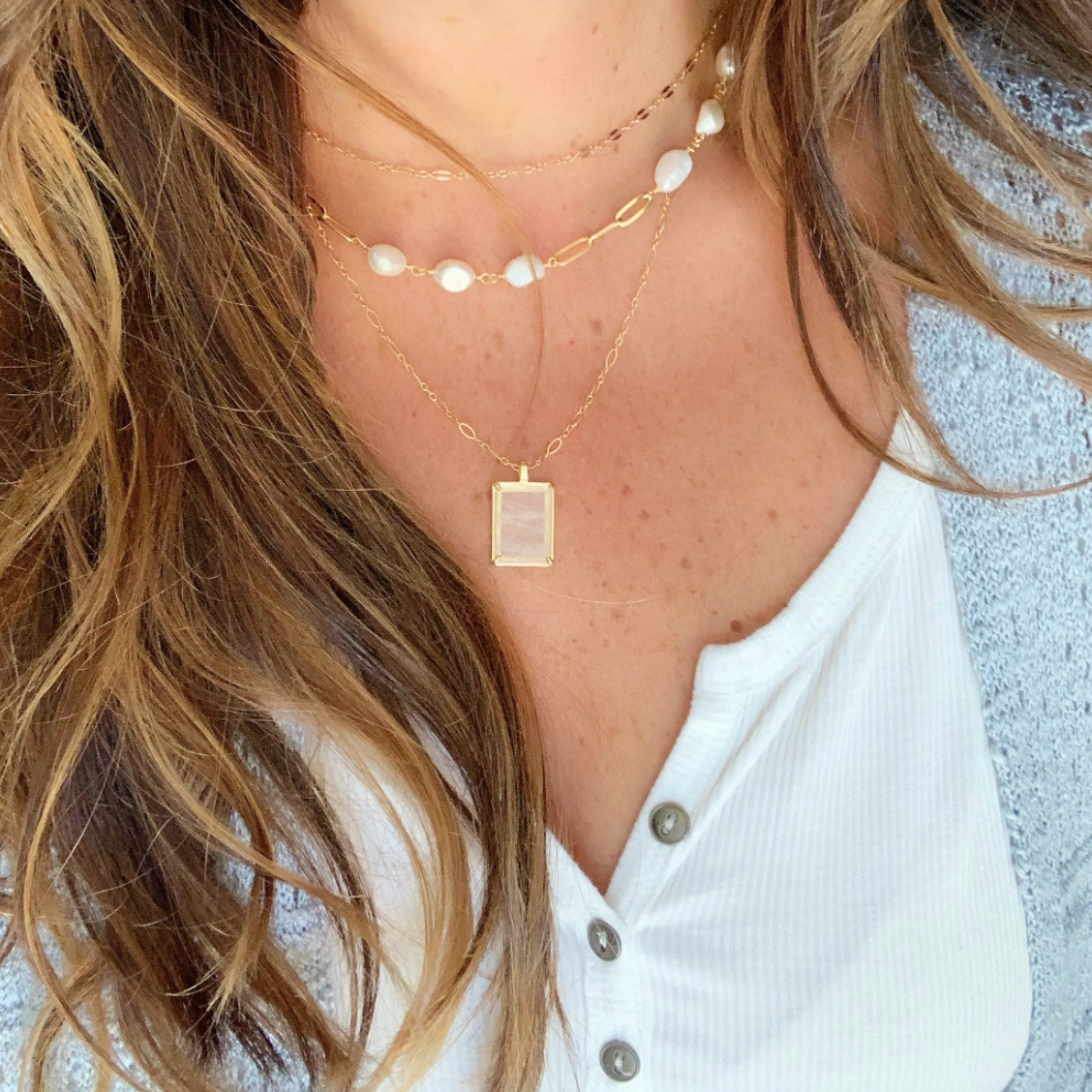 true by kristy jewelry Rose Quartz Necklace Gold Filled