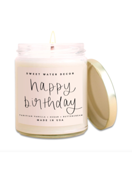 Sweet Water Decor Happy Birthday Clear Jar 9 oz Candle