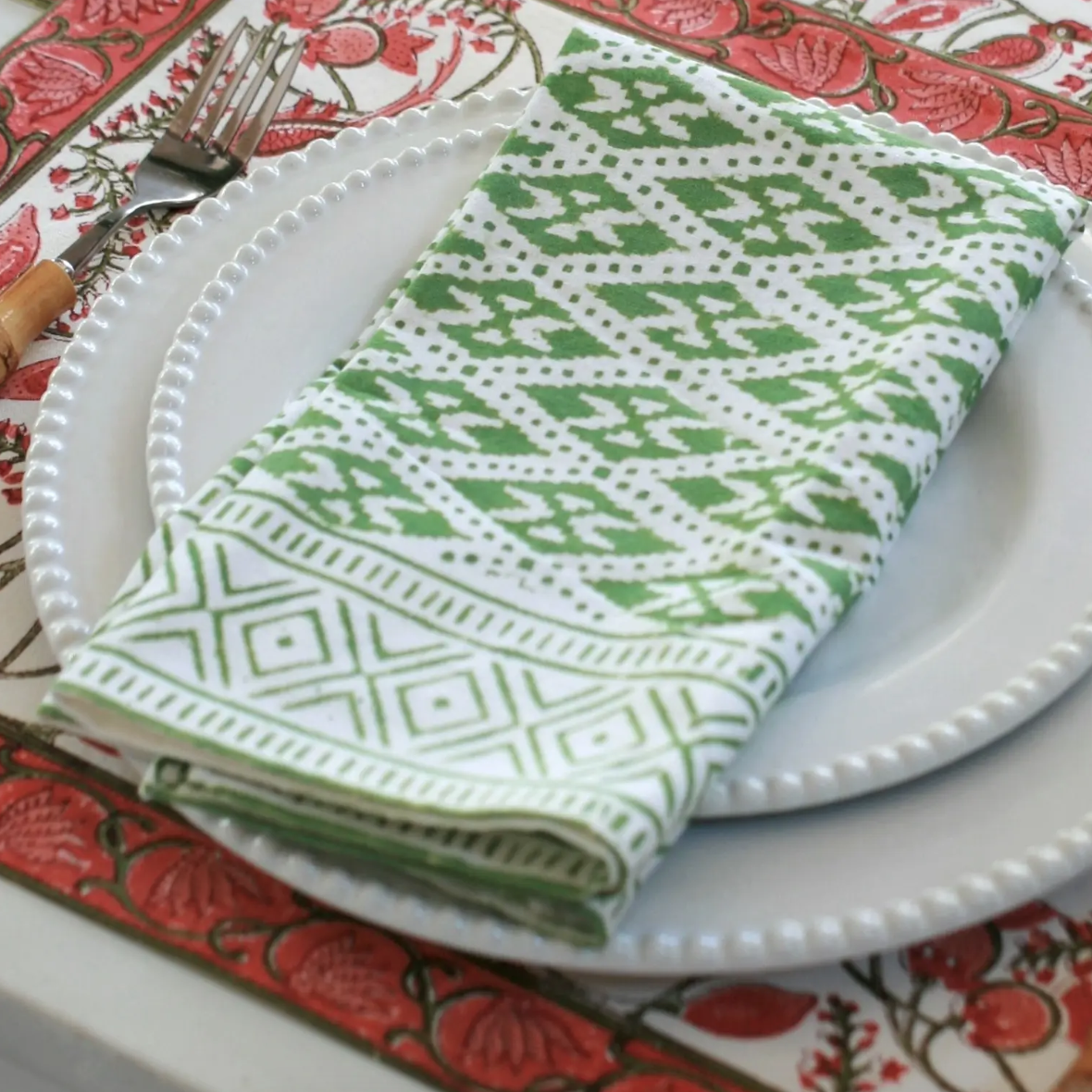 Pacific & Rose Textiles Organic Cotton Napkins Ivy Green Set of 4