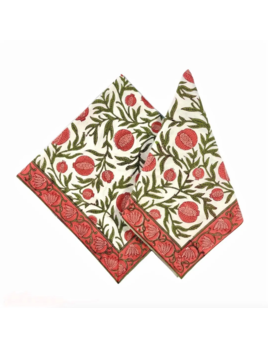 Pacific & Rose Textiles Organic Cotton Napkins Pomegrante Red  Set of 4