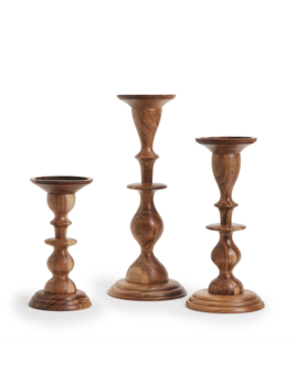 Two's Company Natural Heights Hand Crafted Pillar Candleholders
