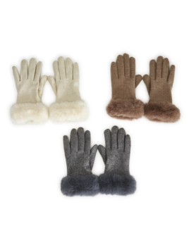 Two's Company Faux Fur Trimmed Gloves