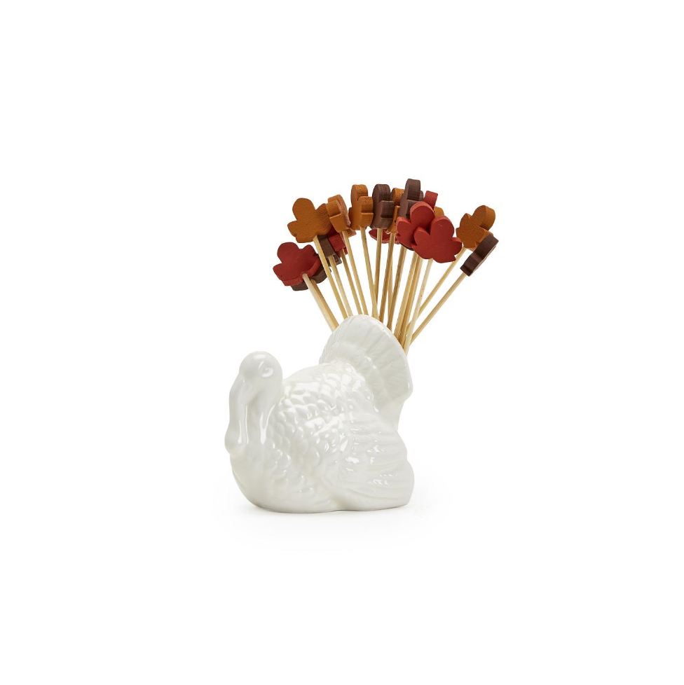 Two's Company Turkey Pick Holder w/ 20 Leaf Picks