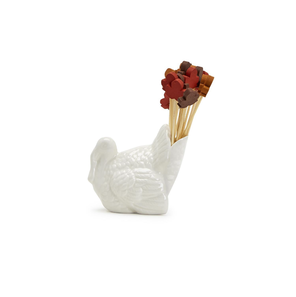 Two's Company Turkey Pick Holder w/ 20 Leaf Picks