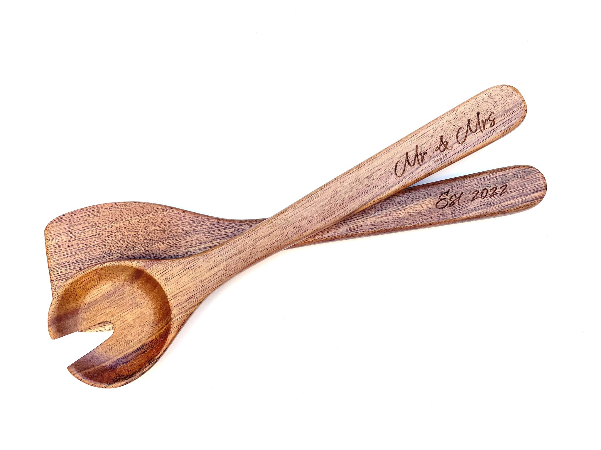 P Graham Dunn Personalized Wood Salad Servers - Mr & Mrs Est.