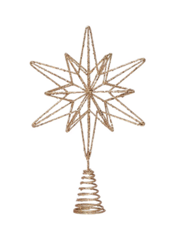 Creative Co-op 14"H Metal & Mica Star Tree Topper Champagne Finish