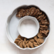 Creative Co-op 3"H Stoneware Ring Shaped Serving Dish w/ 2 Sections Reactive Glaze White