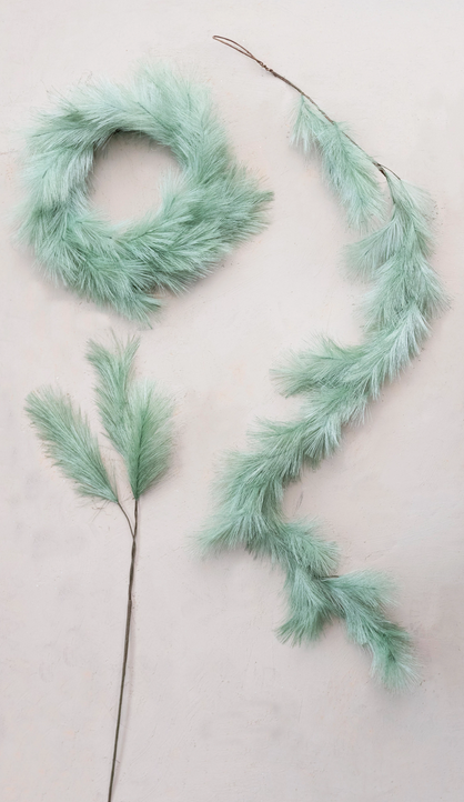 Creative Co-op 39"H Faux Reed Plume Mint Color