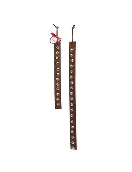 Two's Company Genuine Leather Strap Sleigh Bells Hand Crafted Door Hanger