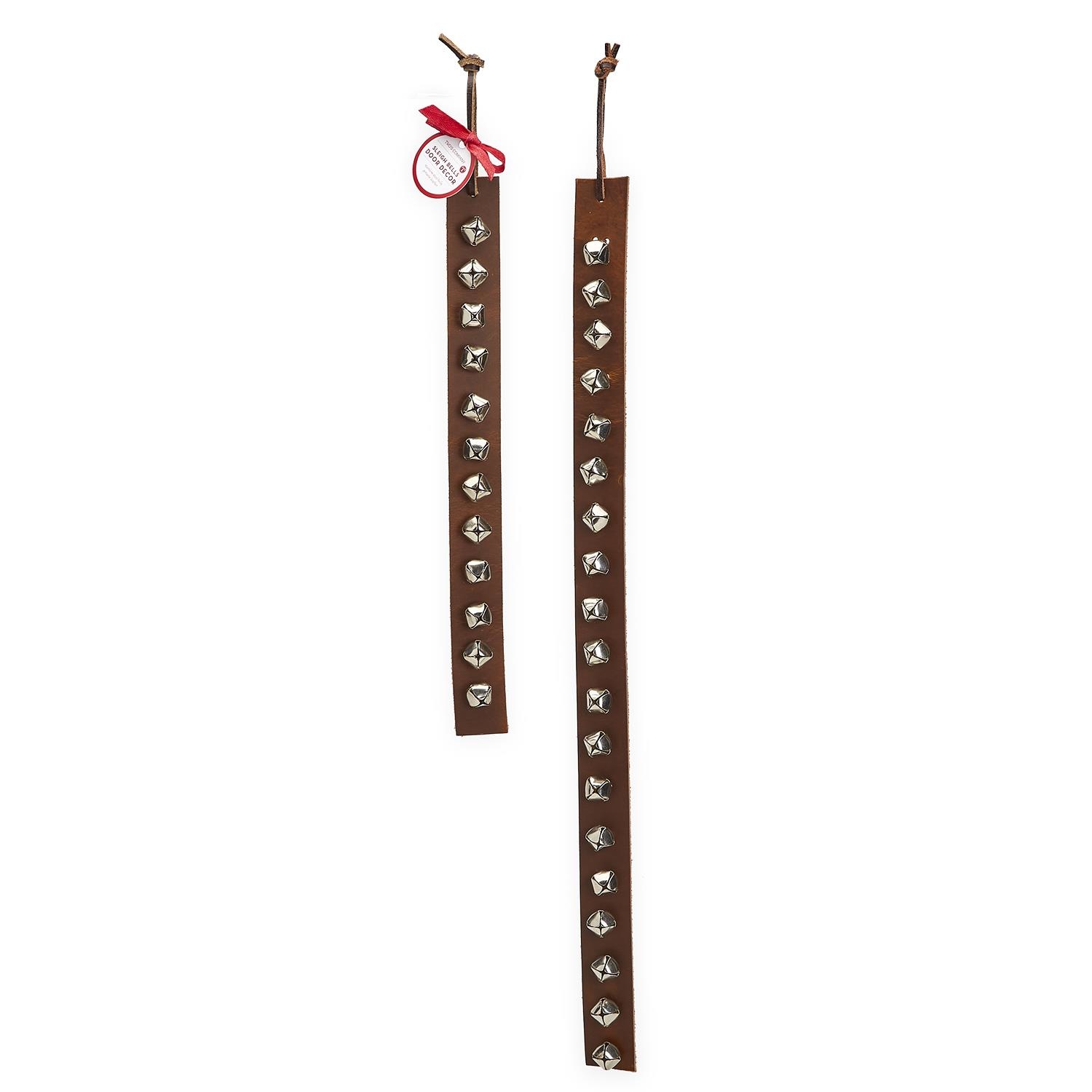 Two's Company Genuine Leather Strap Sleigh Bells Hand Crafted Door Hanger