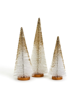 Two's Company Glistening Gold Speckles Bottle Brush Christmas Trees