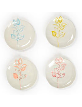 Two's Company Full on Color Hand-Painted Tidbit Plates