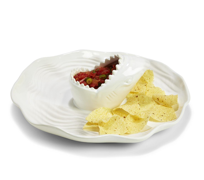 Two's Company Great White Chip and Dip Bowl