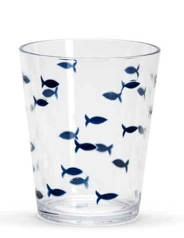 Two's Company Blue Fish Acrylic Drinking Glass- Tumbler