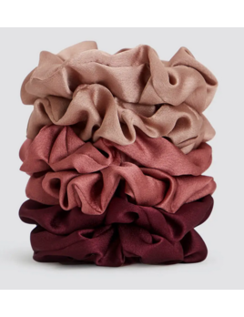 Kitsch Holiday Satin Scrunchies 6pc - Mulberry Spice