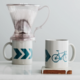 Vital Industries Chevron Bicycle Coffee Mug, Classic C Handle - Gray & Dark Teal