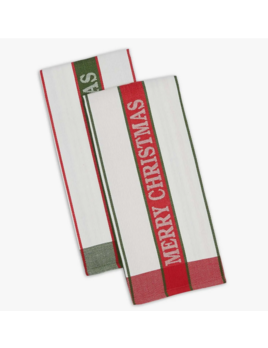 Design Imports Merry Christmas Jacquard Dishtowels Green